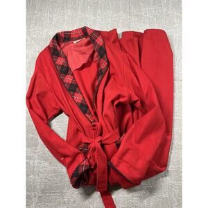 Vintage Pendleton 50s Virgin Wool Red & Tartan Plaid Robe Mens LARGE
